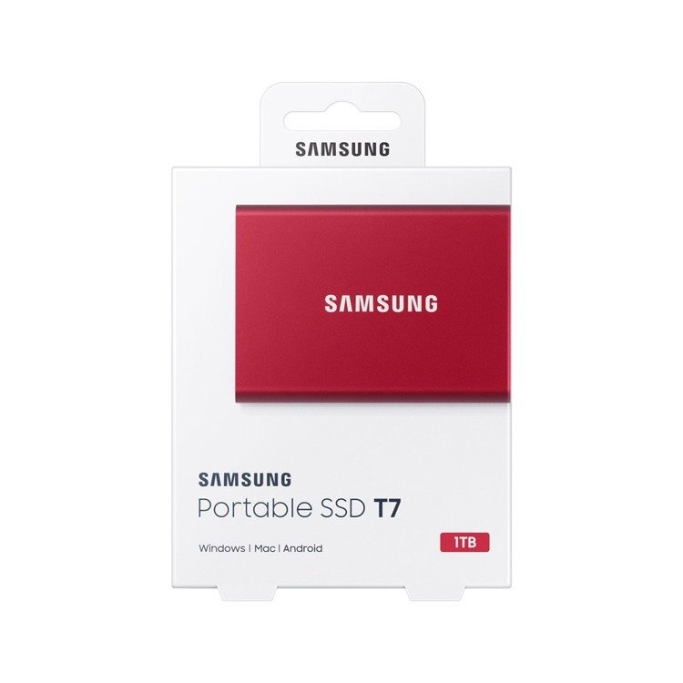 SAMSUNG T7 Dysk zewnetrzny SSD 1TB Czerwony USB 3.2 (MU−PC1T0R/WW)